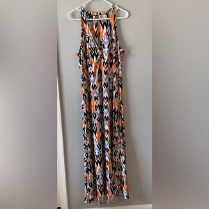 Stylish Orange and Black Maxi Dress